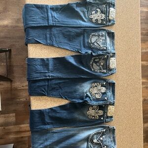 Miss Me Blue Boot Cut Jeans with Embellished Design